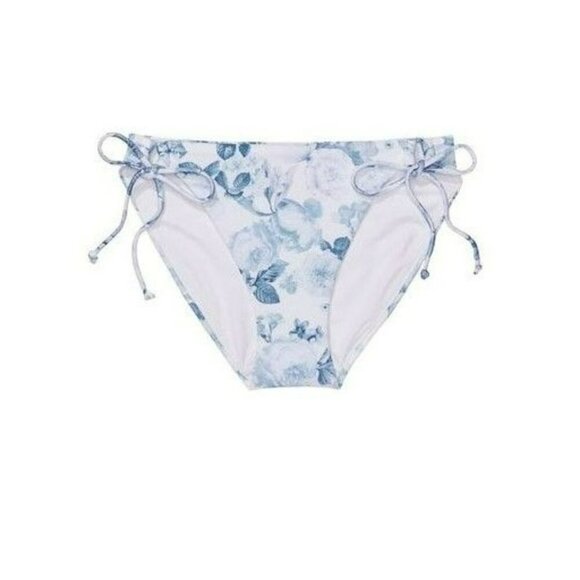 Victoria's Secret Swim Rose Toile Blue Floral Cheeky String Bikini Bottom Large - Picture 1 of 4